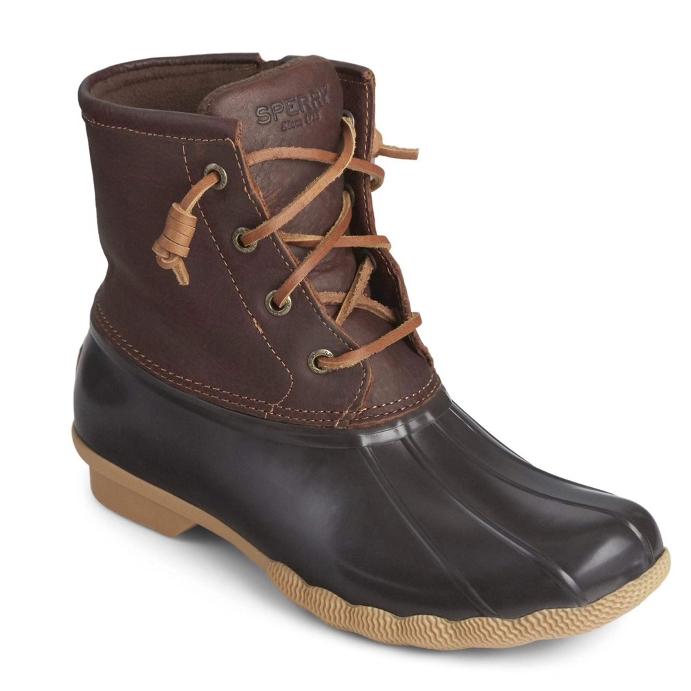 Sperry‎ Saltwater Duck Boots Top Sider Womens 8 M Brown Leather Rubber Side Zip